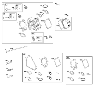 Cylinder Head Group Diagram and Parts List for 19L236-0143-F1 100000 - 19Z999 Briggs and Stratton Engine